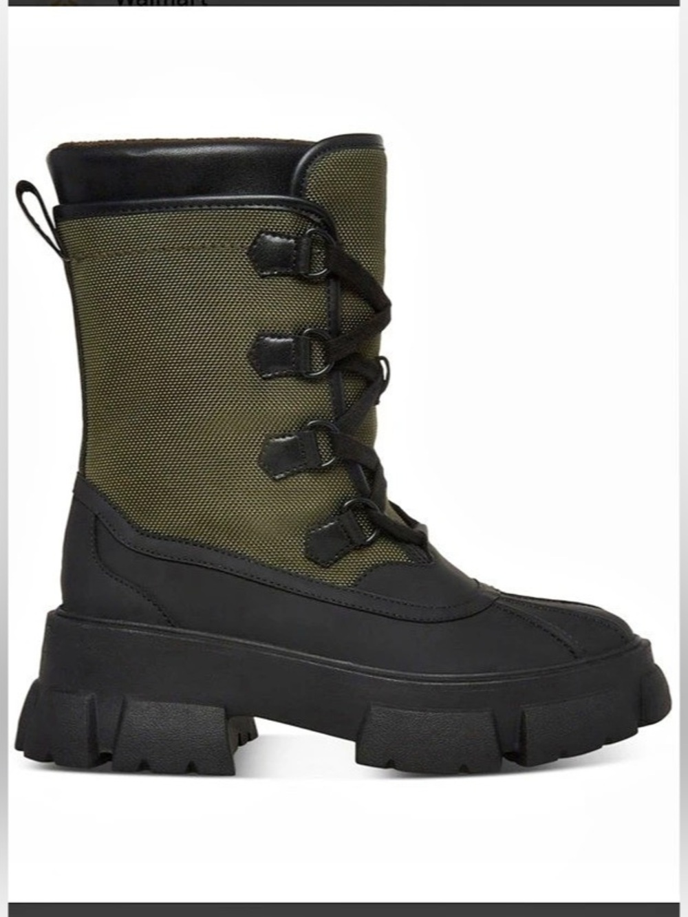 Steve Madden NWT Trench Lug Sole Hiker Boots Black & Green size 6.5
